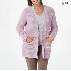 NWT Barefoot Dreams Women’s Cozychic Boardwalk Cardigan XS Orchid -Never Opened